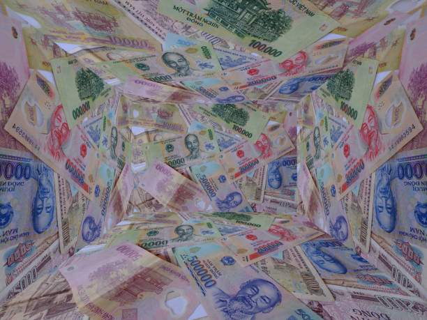 istock Vietnamese dong banknotes close-up. Money background. Vietnamese currency - dongs. Pattern texture and background of Vietnam dong money, currency banknotes ready for exchange and business investment 1403035795