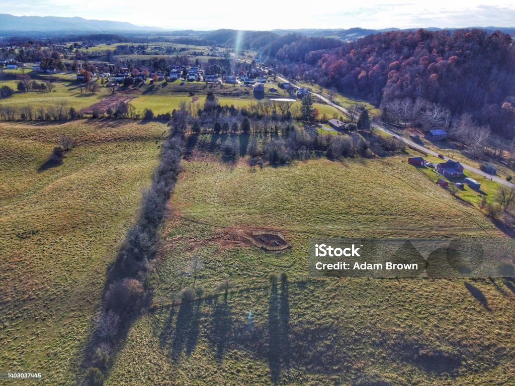 Mountain Farm Land Farm Land in TN Aerial View Stock Photo