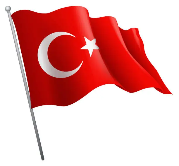 Vector illustration of turkish flag wave