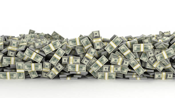 istock Tall pile of us currency - US dollars isolated stack 1403039494
