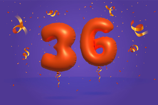Orange Helium Ballon 3d Nummer 36 Stock Vektor Art und mehr Bilder von