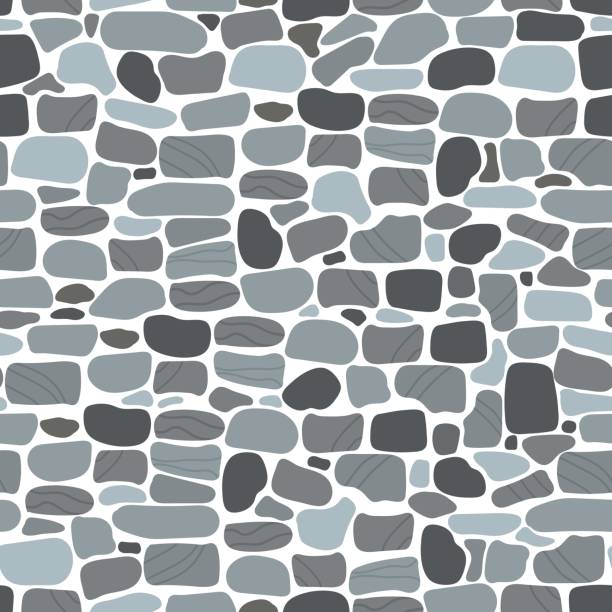 ilustrações de stock, clip art, desenhos animados e ícones de stone ground seamless pattern. mosaic pebble flooring, stones pavement texture. street or wall element, grey leather imitation decent vector background - granite block backgrounds gray