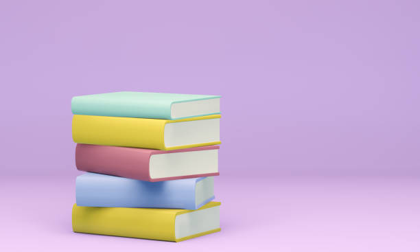istock Stack of books on purple background 1403040891