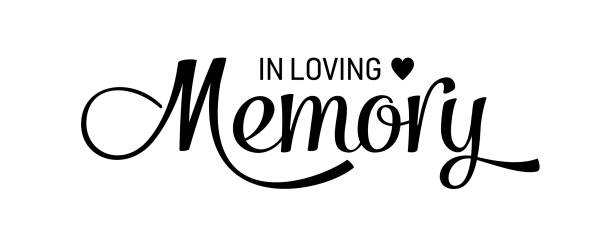 In loving memory. Vector black ink lettering isolated on white background. Funeral cursive calligraphy, memorial card clip art In loving memory. Vector black ink lettering isolated on white background. Funeral cursive calligraphy, memorial card clip art. memories stock illustrations