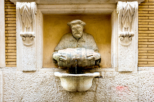 Water on fountain wall