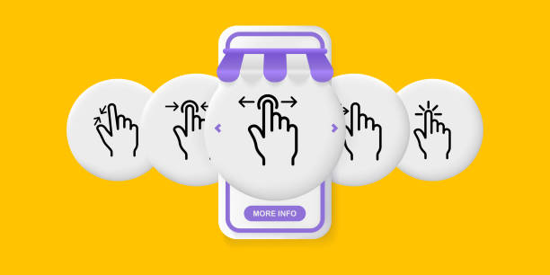 Control gestures set icon. Hand, finger, zoom in, zoom out, scale, touch, screen, user. Technology concept. UI phone app screen. Vector line icon for Business and Advertising vector art illustration