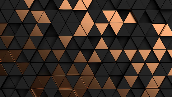 Abstract triangular copper and black shapes