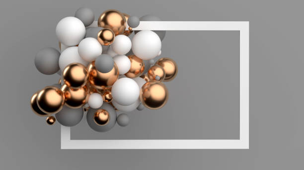 istock Abstract background with spheres. White, gold and gray balls. 3d render illustration 1403047382