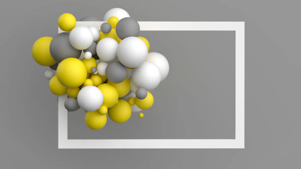 istock Background with yellow, white and gray sphere. 3d render illustration 1403047385