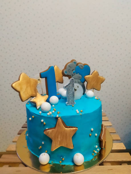 istock Birthday cake for a boy on his first birthday 1403047687