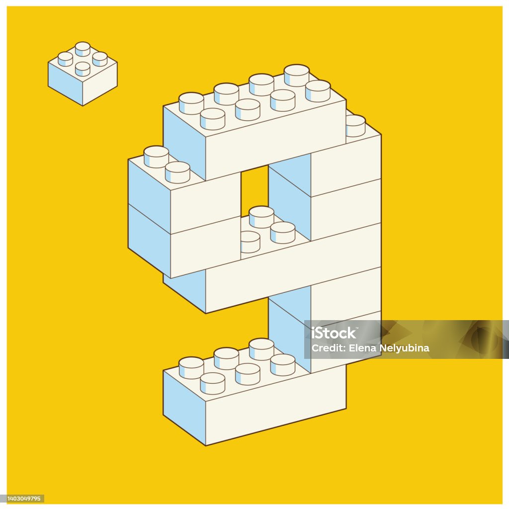 Block Number 9 Graphics Number 9 From Plastic Building Blocks Colored Bricks Isolated On White ...