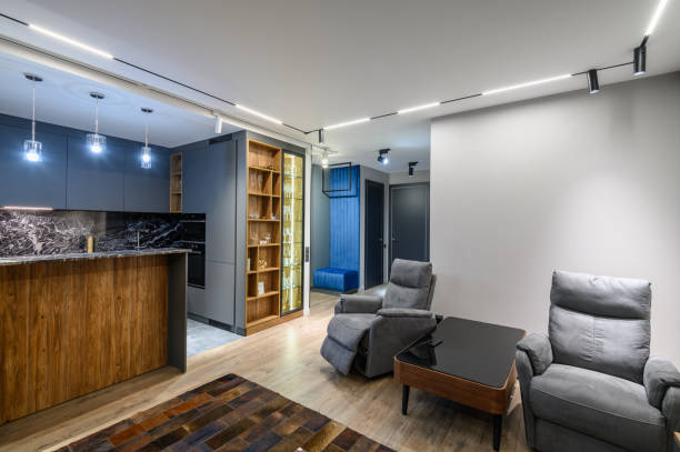 istock Luxury living room and kitchen in studio apartment 1403049798