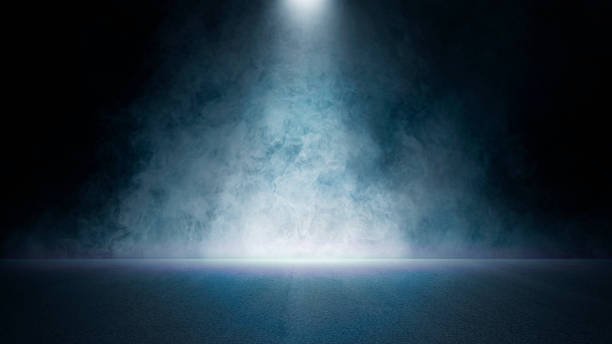 istock The dark stage shows, empty dark blue scene background, neon light, and spotlights The asphalt floor and studio room with smoke float up the interior texture for display products. 1403054458