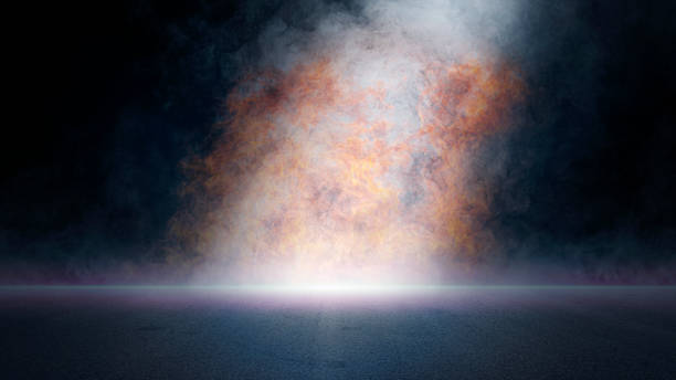 istock The dark stage shows, empty dark blue scene background, neon light, and spotlights The asphalt floor and studio room with smoke float up the interior texture for display products. 1403054487