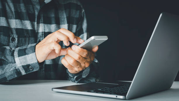 istock Man using smartphones order in online stores, and shop on the internet. 1403054603