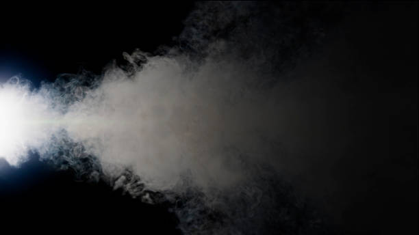 istock Smoke on a black background, the light in the smoke, Empty dark scene 1403054671