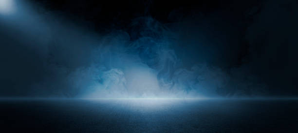 istock The dark stage shows, red  background, an empty dark scene, neon light, spotlights The asphalt floor and studio room with smoke float up the interior texture for display products 1403054683