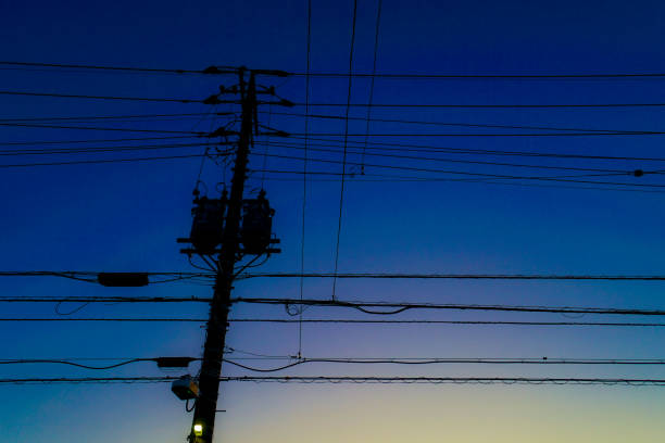 istock Silhouette of gradient sky and electric wire 1403056493