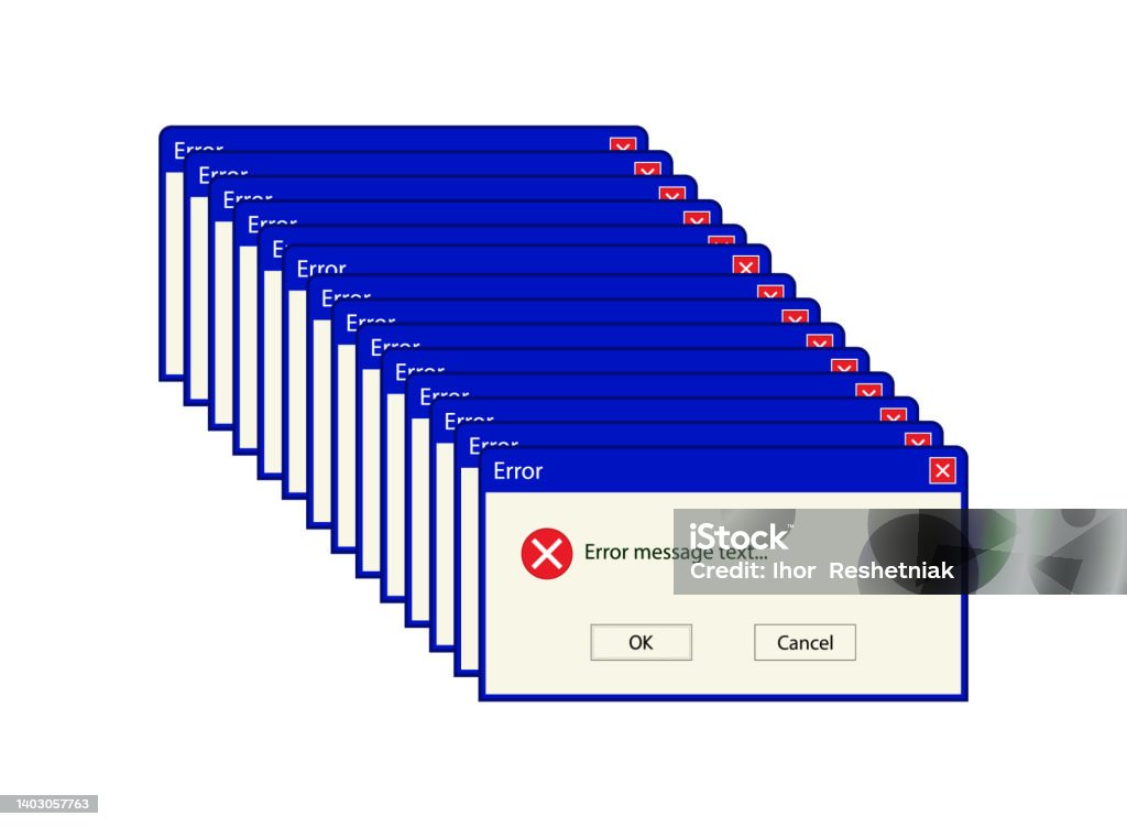 Computer Error Window With System Error Computer Glitch Old Window With ...