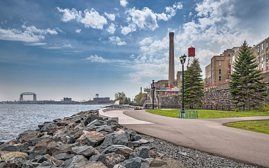 The city of Duluth as seen from the banks of Lake Superior