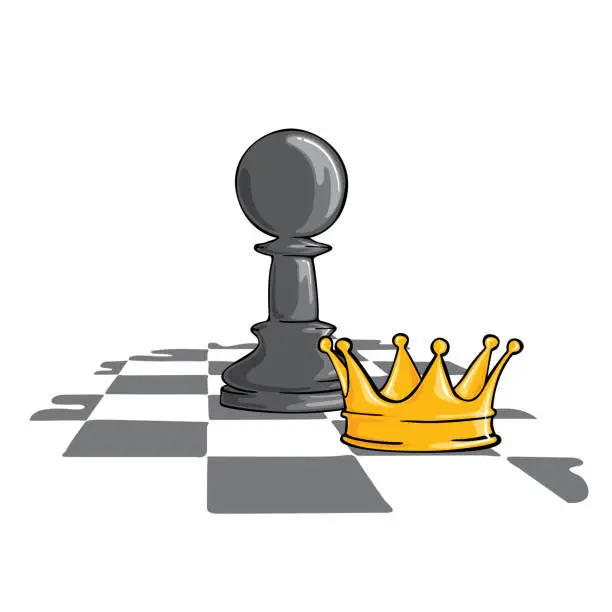 Vector illustration of Black Chess Pawn