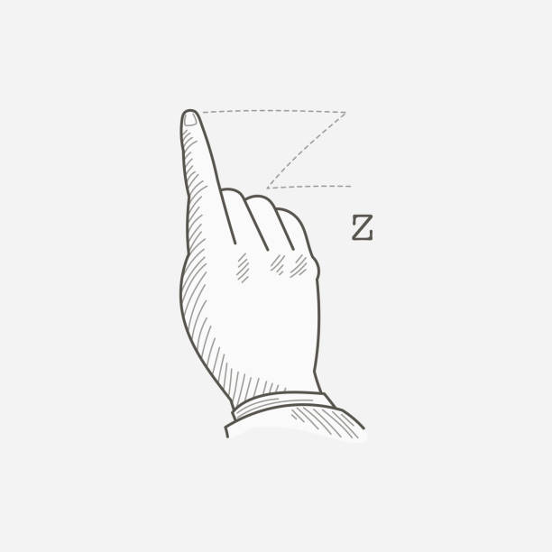 logo litery z w alfabecie głuchoniemej dłoni. - sign language american sign language human hand deaf stock illustrations