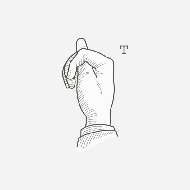 illustrations, cliparts, dessins animés et icônes de logo de lettre t dans un alphabet gestuel sourd-muet. - sign language american sign language human hand deaf