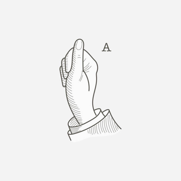 ilustrações de stock, clip art, desenhos animados e ícones de a letter logo in a deaf-mute hand gesture alphabet. - sign language american sign language text human hand