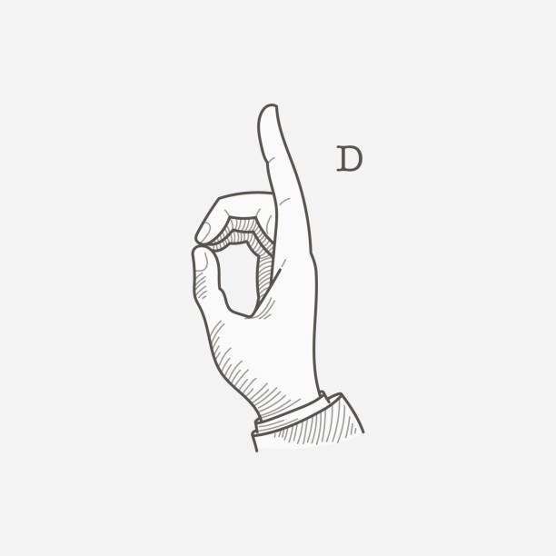 logo litery d w alfabecie głuchoniemej dłoni. - sign language american sign language human hand deaf stock illustrations