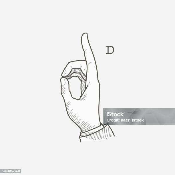 D Using Hand D Letter Logo In A Deafmute Hand Gesture Alphabet Stock Illustration ...