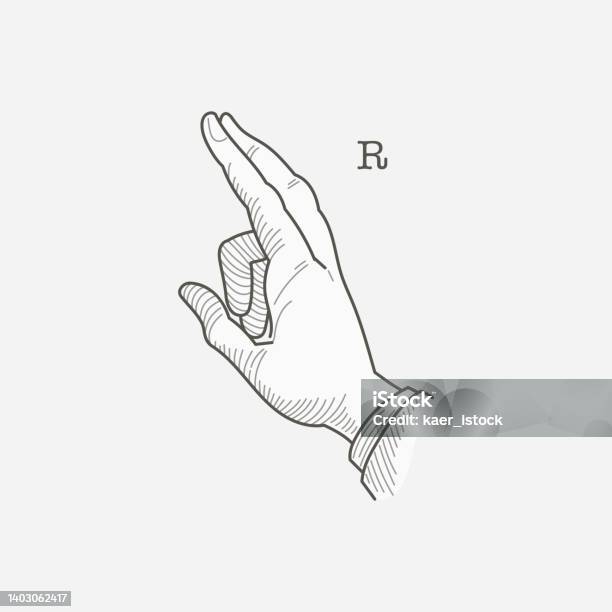 Letter R Using One Hand R Letter Logo In A Deafmute Hand Gesture Alphabet Stock Illustration ...