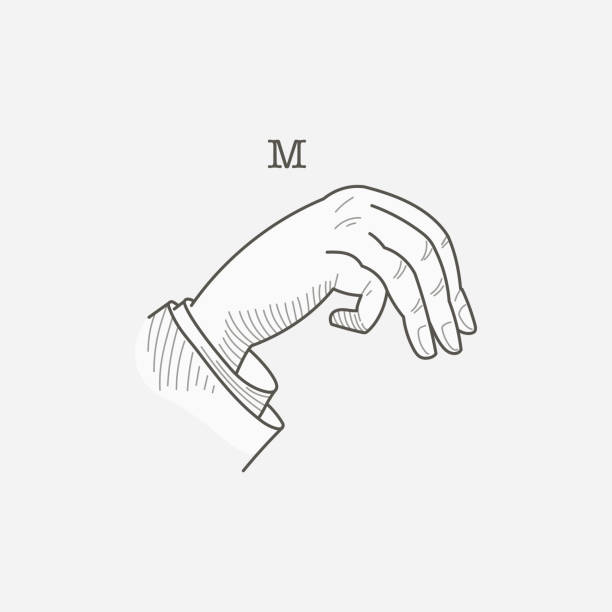 illustrations, cliparts, dessins animés et icônes de logo de la lettre m dans un alphabet gestuel sourd-muet de la main. - letter m sign language american sign language deaf