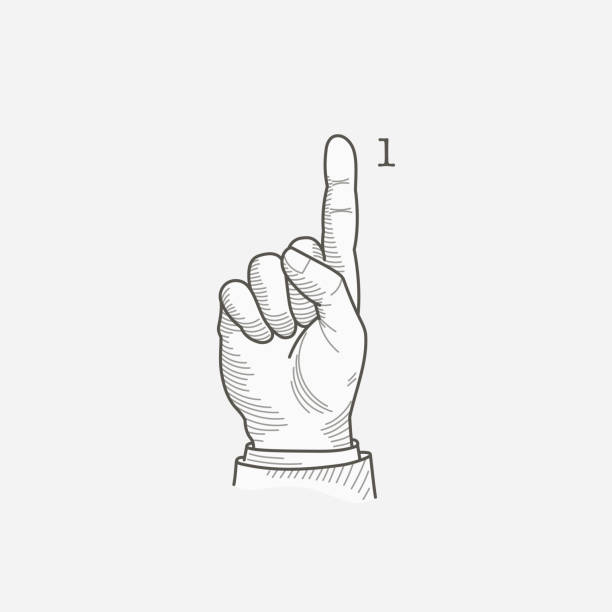 logo numer jeden w alfabecie głuchoniemych gestów dłoni. - sign language american sign language human hand deaf stock illustrations
