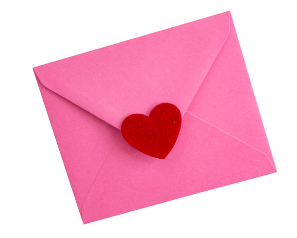 istock Pink craft envelope mail red heart isolated on the white background 1403063509