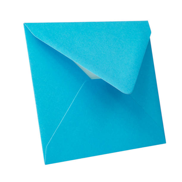 istock Blue paper envelope postcard isolated on the white background 1403063579
