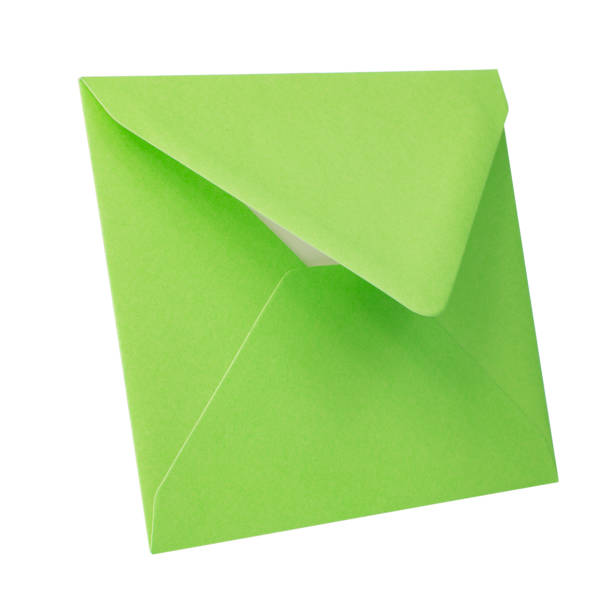 istock Green paper envelope postcard isolated on the white background 1403064180