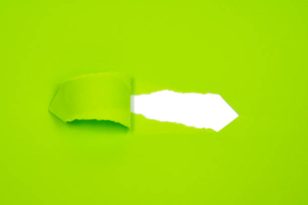 istock Hole in paper green background torn damaged for design 1403065044