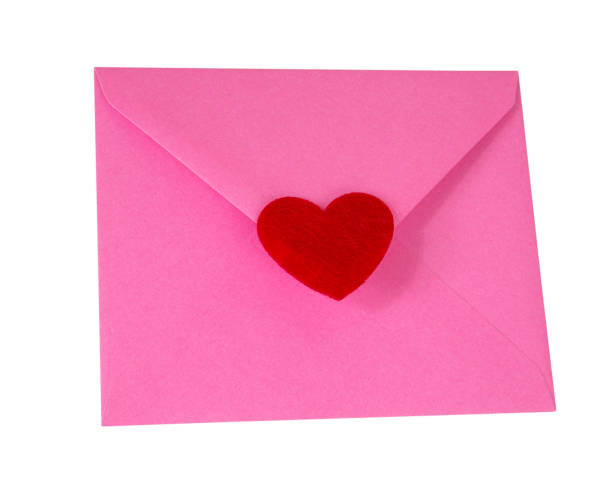 istock Pink craft envelope mail red heart isolated on the white background 1403065197