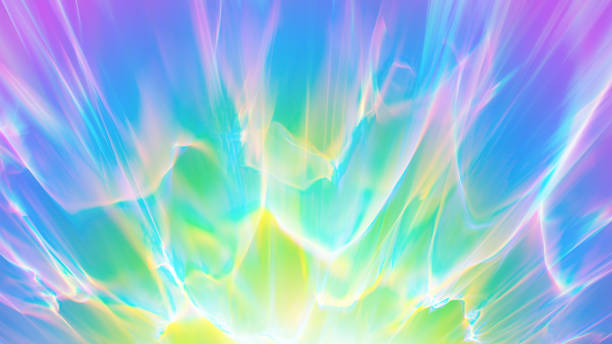 istock 3d rendering, abstract holographic background. Caustic overlay effect. Colorful pastel wallpaper 1403067445