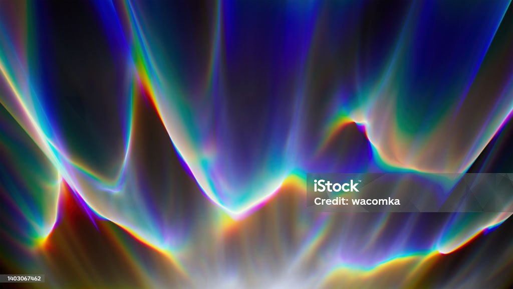3d render, abstract caustic background. Colorful spectrum light rays Caustic - Light Effect Stock Photo