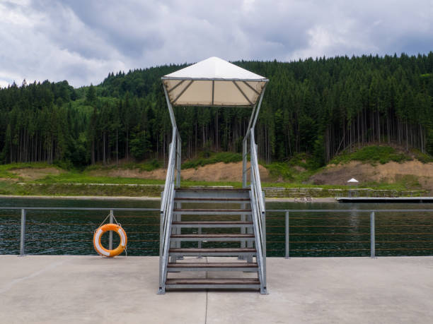 istock Empty Lake of Youth beach in Bukovel in summer 1403069033