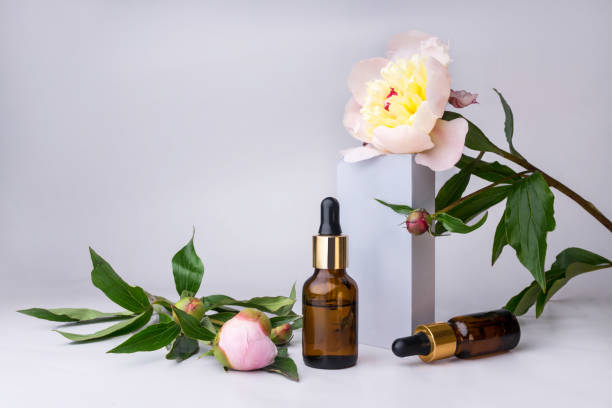 istock Spa set with peony flowers mortar and essential oil 1403070140