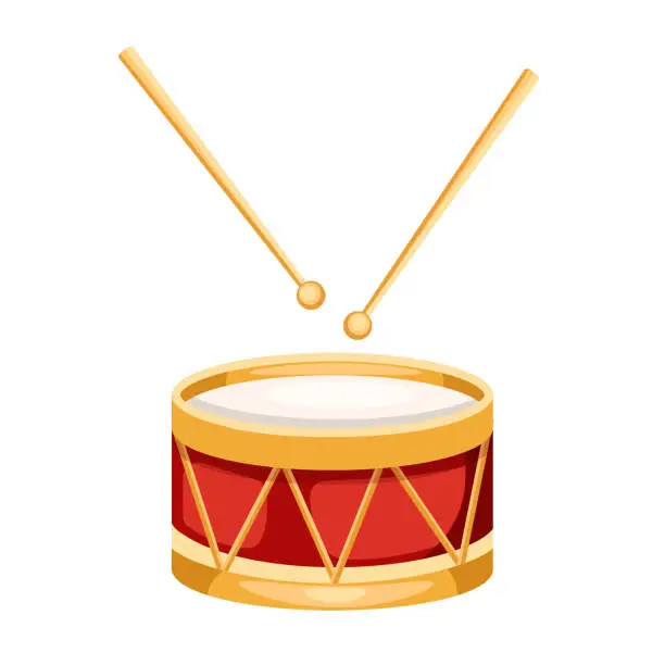 Vector illustration of Vector illustration of a drum isolated on white background