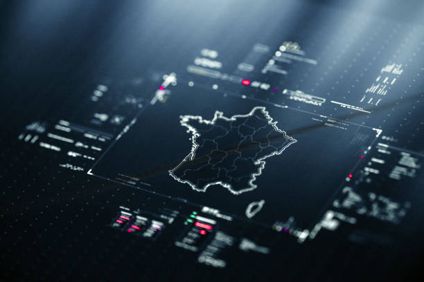 istock Digital Map of France with data charts 1403076950