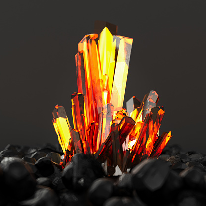 Crystal Gem Stone Glowing in the Dark. 3D Render