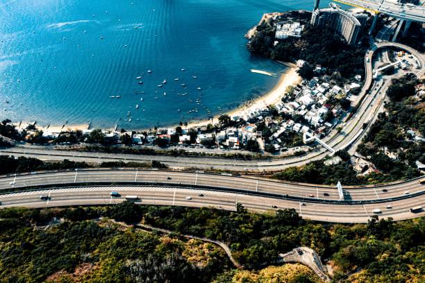 istock Drone view of Multiple lane highway 1403085835