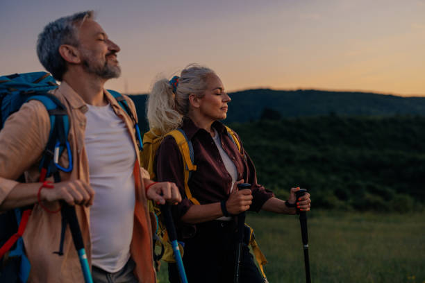 istock Middle age couple hiking through the mountains 1403087658