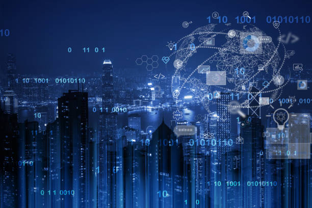 istock Smart city, internet global network community, IoT (Internet of Things), Telecommunication concept. 1403090752