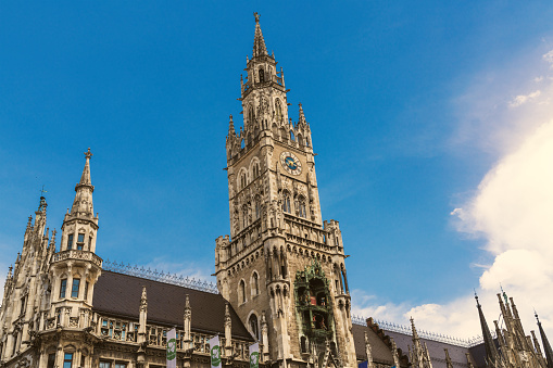 Brussels, Belgium - May 24, 2019: Former warehouse housed the Royal Flemish Theatre at the centre of Brussels, by the old quays. Historical building in neo-renaissance style.