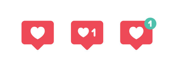 illustrations, cliparts, dessins animés et icônes de icônes de cœur de bouton de notification j’aime - facebook sign interface icons social media